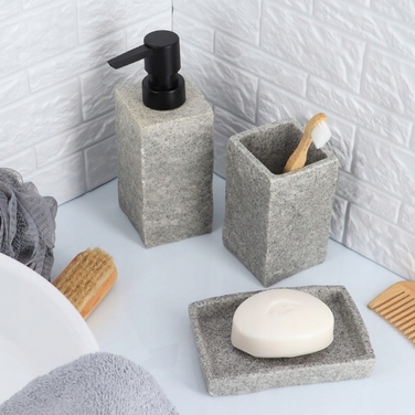 Набір аксесуарів для ванної кімнати та туалету, 4 предмети, сірий