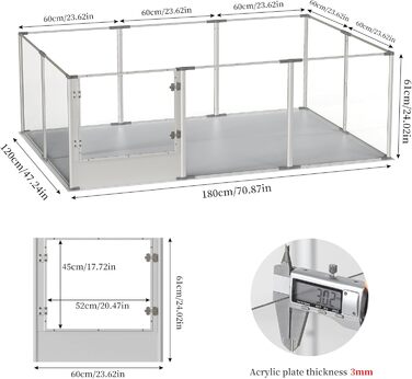 Кія для собак BingoPaw: вольєр для цуценят та собак, 8 елементів, 60 см, XXL, з дверцятами та водовідштовхувальним дном (180x120x61 см)