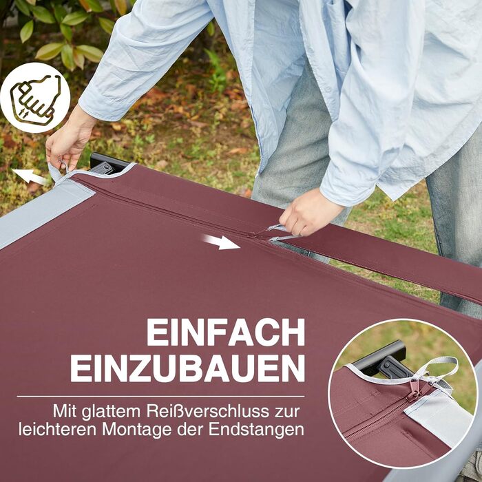 Розкладне ліжко EVER ADVANCED для кемпінгу: велике, стабільне, 214x106 см, до 300 кг, для відпочинку на природі та вдома