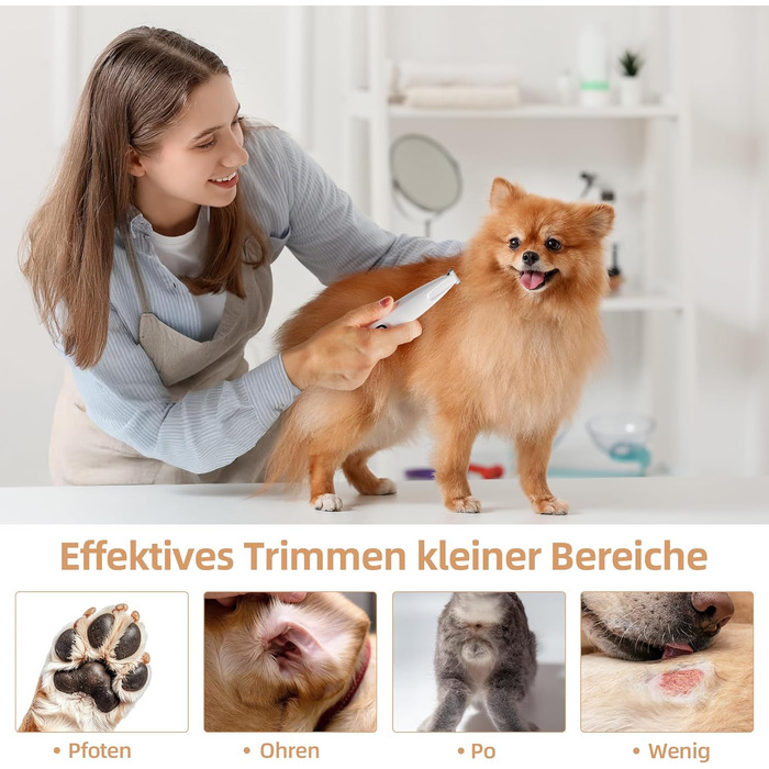 Триммер для собак ALL FOR PAWS з LED-підсвічуванням – 18 мм, тихий (35 дБ), водонепроникний (IPX4), USB, для догляду за лапами, вухами, обличчям та спиною