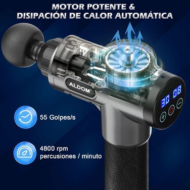 ALDOM Electric Massage Gun - Muscle Therapy Device with 30 Speed Settings & 8 Attachments - Percussion Massager for Men & Women
