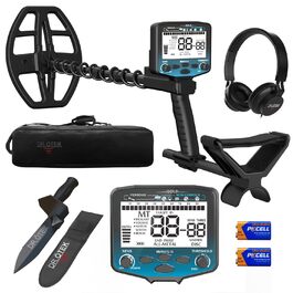 Металодетектор DR.ÖTEK Profi Set: високоточний, з балансуванням ґрунту, 5 режимів, вологостійка котушка 12'', для пошуку золота та монет, з аксесуарами, червоний (MT12-Set Blau)