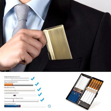 Металеве тютюнотримач Retro Stilvolles Design для 20 сигарет (100mm) - бронзовий, захисний гаманець для чоловіків та жінок