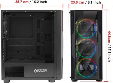 Комп'ютерний корпус EMPIRE GAMING Diamond – ігровий ATX корпус з RGB підсвічуванням, скляна бічна панель, 4 вентилятори 120 мм