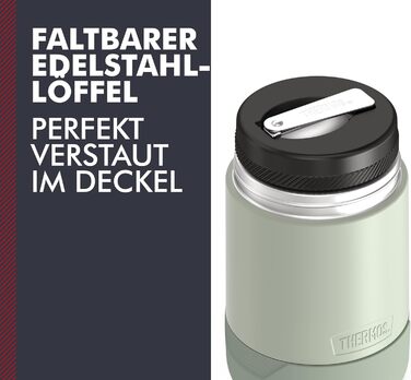 GUARDIAN FOOD JAR 0.50 l, matcha green. Food container for 500 ml, green, stainless steel, with spoon, bonus bowl for muesli, toppings, absolutely leak-proof, leak-proof 500 ml with spoon Matcha Green Mat.