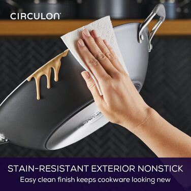 Wok Circulon Scratch Defense 36 см з антипригарним покриттям для індукції, з кришкою з нержавіючої сталі, підходить для посудомийки та духовки