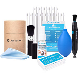 Набір для чищення камери 8-в-1 LENS-AID: для повноформатних, APS-C камер та об'єктивів. Включає рідину для чищення, мікрофібру, стайки, вологі серветки, пензлик, повітряний насос та інше