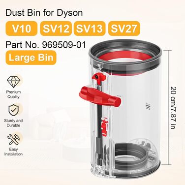 Dyson V10/V12/V13/V27 Replacement Dust Bin - Compatible with Dyson V10, SV12, SV13, SV27 - Part Number 969509-01