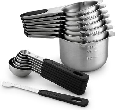 Набір магнітних мірних склянок та ложок Spring Chef (15 шт.), нержавіюча сталь, BPA-free, для випічки та приготування їжі