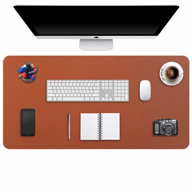 Підкладка на стіл велика 90x43 см Braun з PU шкіри, килимок для миші, клавіатури та ноутбука, водонепроникний, антиковзкий