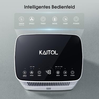 Зволожувач повітря KAITOL 16л/24г, для приміщень до 120м³, з Wi-Fi, сенсорним дисплеєм, таймером, функцією автоматичного відключення та очищення повітря