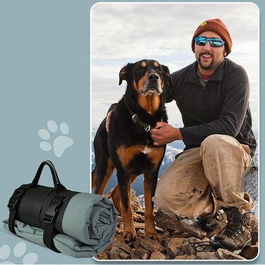 LATRAT Зворотне складне водонепроникне ліжко для собак, килимок для собак для подорожей, кемпінгу, на вулицю, з неслизьким дном, 90x60 см