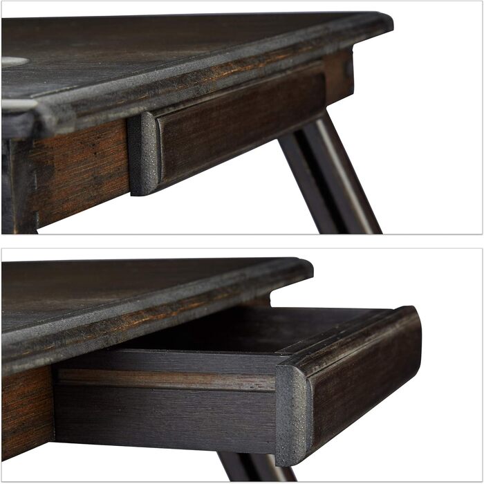 Столик для ноутбука Relaxdays з бамбука, регульований по висоті, з ящиком, 24x60x35 см, коричневий