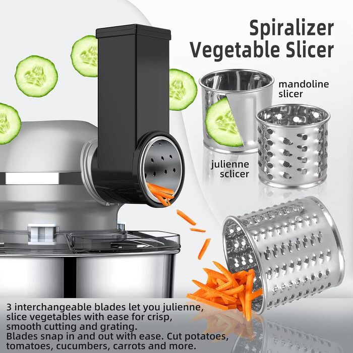 Homlee 3-in-1 Kitchen Machine - 1800W Food Processor with Meat Grinder, Juicer & 5.5L Stainless Steel Bowl - 6 Speed Mixer