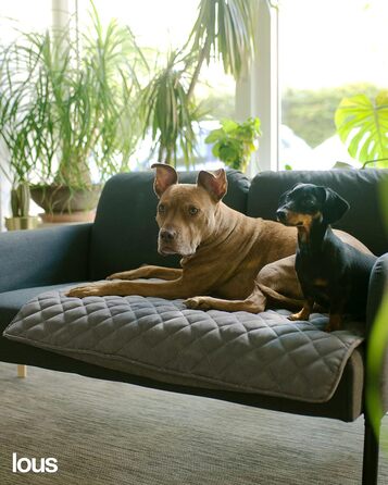 Подушка для собак ручної роботи, килимок, ковдра для собак середніх та маленьких порід, можна прати до 90ºC, захист дивану, для домашніх тварин, собак та котів (L 98x97x3 см, Антрацит/Сірий) L 98x67x3 см Антрацит / Сірий