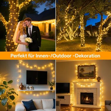 Льо́нточна гірлянда AIMENGTE 30м, 300 LED, тепле біле світло, 8 режимів, IP44, для прикраси саду, балкону, ялинки, вечірки