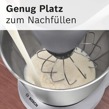 Bosch Kitchen Machine Series 8 MUM9D33S11, 5.5 L Stainless Steel Bowl, Planetary Mixing System, Professional Dough Hook, Beater, Silicone Whisk, 7 Work Stages, Continuous Slicer, 3 Discs, 1600 W, Silver