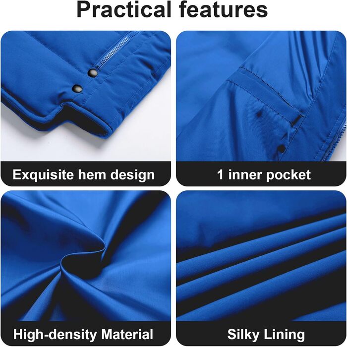 Жіноча пухова жилетка Chrisuno Casual з коміром-стійкою, стеганий верх, для активного відпочинку та катання на лижах (S, Синій)