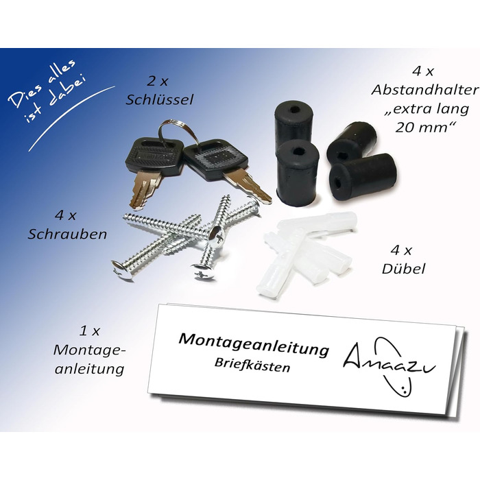 Поштовий ящик антрацит з нержавіючої сталі, з вікном та табличкою для імені, відділення для газет, замок з 2 ключами, настінний поштовий ящик RAL 7016, великий розмір