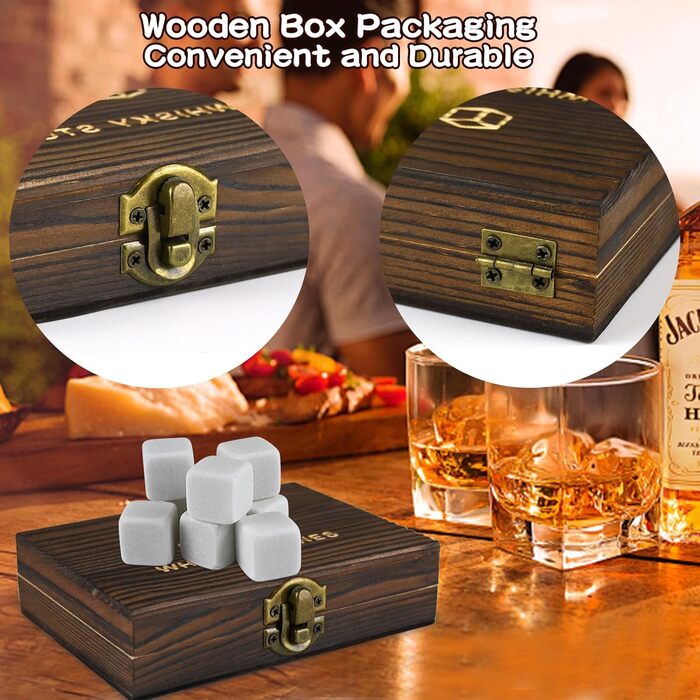 Камені для віскі Whiskey Steine, Набір каміння для охолодження віскі, 9 багаторазових каміння, Подарунковий набір Whiskey Steine