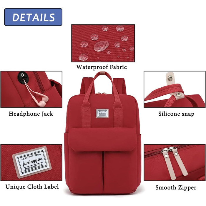 Рюкзак FUXINGYAO для жінок з відділенням для ноутбука 15.6 дюймів, антикрадійний, 23L (Червоний)