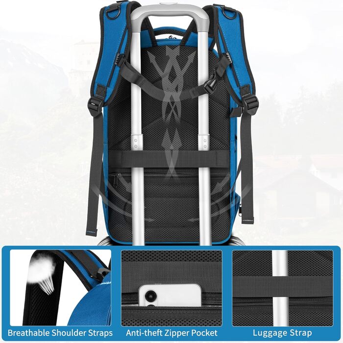 Рюкзак для фотокамери з жорстким корпусом, водонепроникний, ударостійкий, з відділенням для ноутбука 15,6 дюймів та кріпленням для штатива, сумісний з Canon/Nikon/Sony (Блакитний)