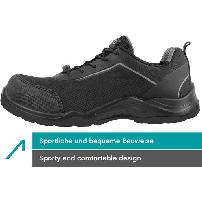 Робоче взуття ACE Sapphire S1-P - безпечне взуття з металевим носком для жінок та чоловіків - надзвичайно легке, блакитно-чорне (36 EU, сіро-чорне)