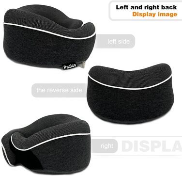 Подушка для шиї, туристична, з піною з пам'яті, для авто, поїздів та літаків, комплект з маскою для очей та берушами (темно-сіра)