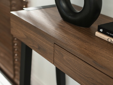 Консольний столик Mebel-Partner, чорний/горіх, напівглянцевий, 105 x 75 x 35 см