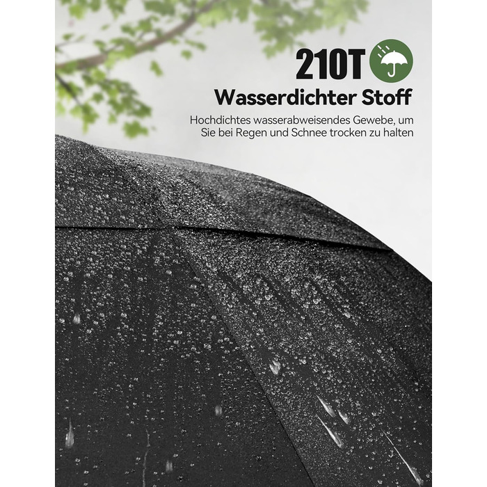 TECKNET Парасолька велика XXL, гольф-парасолька 173 см, штормостійка з подвійною конструкцією, вентильована, з ручкою EVA, для жінок та чоловіків (глибокий чорний, 163 см)