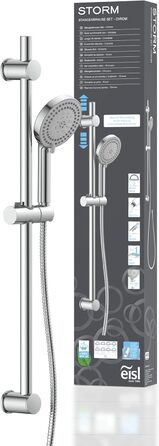 Душовий набір EISL PARMA DX5082CSB: душова стійка 70 см, лійка 8 режимів, шланг і тримач, хром