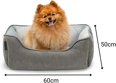 Ліжко для собак Lionto 2-в-1 з комфортним входом, м'яке домашнє ліжко для тварин, яке можна перевертати, для собак та котів, 60x50 см, подушка для собак з легкою у догляді оксамитовою обробкою, сірий L 60 x W 50 x H 22 cm Темно-сірий/Світло-сірий