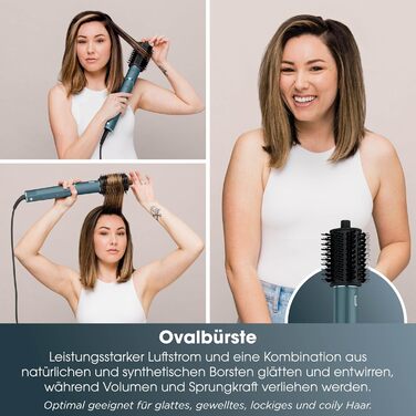 Фен Shark FlexStyle Multi 5 в 1 з насадками для локонів, щітками та концентратором – без пошкодження волосся, універсальне укладання, для всіх типів волосся (Teal)