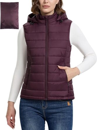 Стьобана жилетка Outdoor Ventures з капюшоном для жінок. Підходить для походів, кемпінгу та їзди на велосипеді. Lila (фіолетовий)