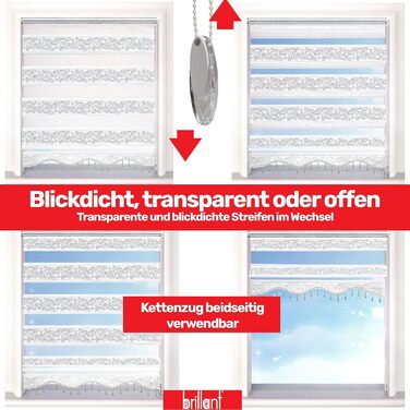 Double roller blinds, Easy-Fix without drilling, White Silver, 200 x 60 cm (Length x Width). Blackout Duo roller blinds with beads, shimmering, Roman shade, window, door, zebra blinds, clip-on blinds, side-pull blinds