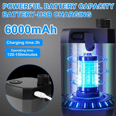 Портативна кемпінгова душа TAVADA з акумулятором 6000mAh, з насосом та термометром