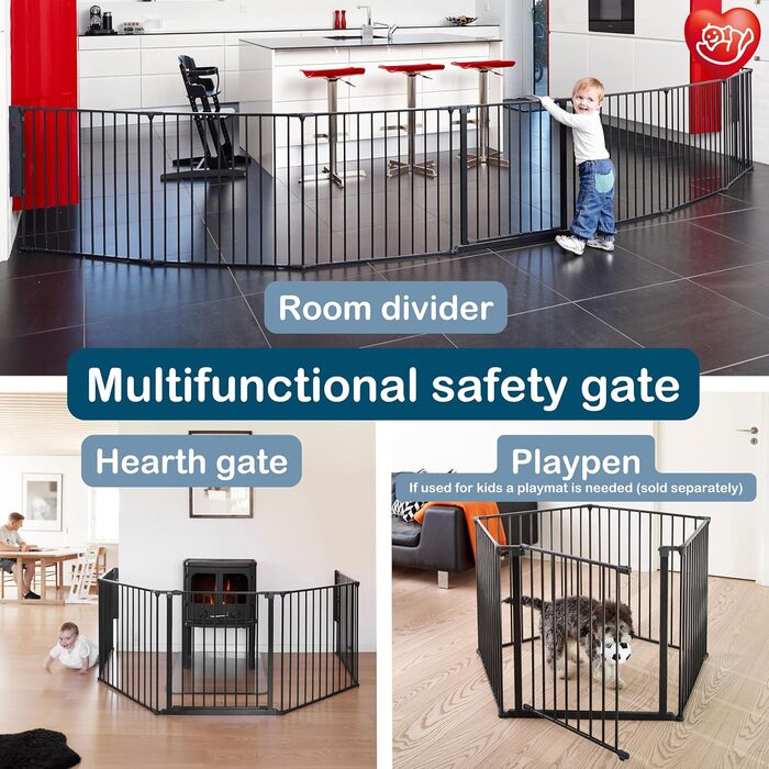 BabyDan Flex XXL - захисний бар'єр для каміну та сходів, 90-350 см, чорний, виробництво Данія