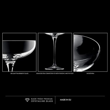 Krosno Sparkling Wine Glasses Champagne Glasses | Set of 6 | 240 ML | Harmony Collection | Perfect for Home, Restaurants, and Parties | Prosecco Glass | Dishwasher Safe