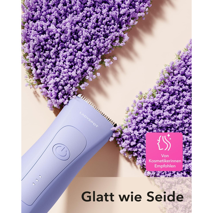 Електричний жіночий триммер для інтимної зони з 3 насадками та змінними керамічними лезами, фіолетовий