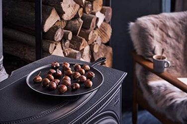 Сковорода для млинців Le Creuset з чавуну, 32 см, з дерев'яною лопаткою, для всіх типів плит (індукція), червона Cerise, чорне матове покриття