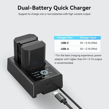 Запасні акумулятори SMALLRIG NP-FZ100 для камер Sony (2 шт.) 2040mAh з LCD-дисплеєм та зарядним пристроєм