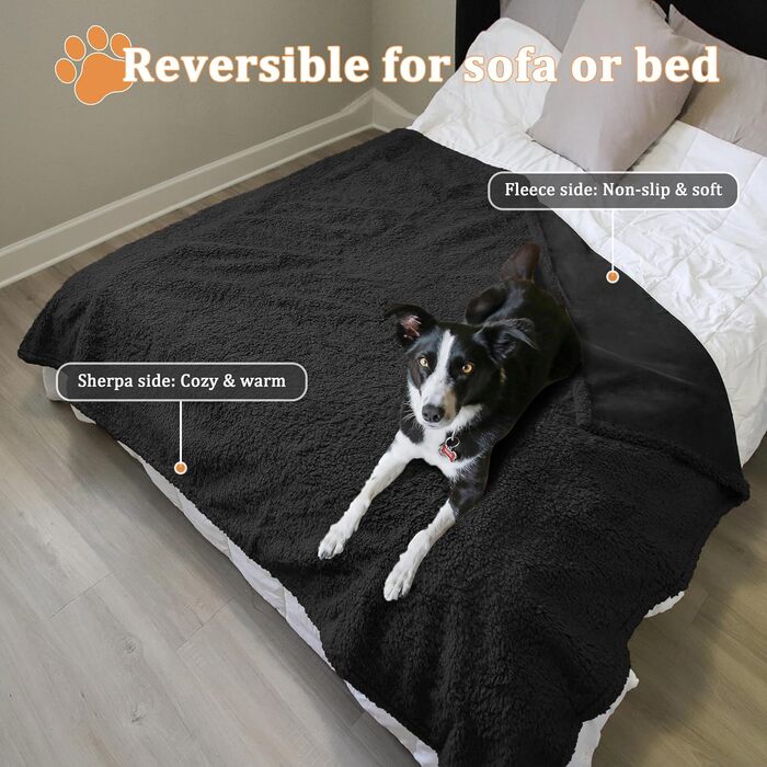 Водонепроникний килимок для собак Kritter Planet, м'який килимок для дому, захист дивану, автокрісла, ліжка, 120x150 см (XL, чорний/чорний)