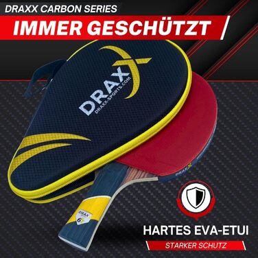 Стіл тенісний набір DRAXX SPORTS Carbon | 6 зірок | Швидкий, Сильний, Точний | Офенсивна швидкість | Посилена захисна обкладинка | Професійний набір для настільного тенісу