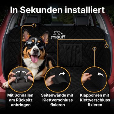 Захист для багажника автомобіля для собак Преміум-якість - Водонепроникний та стійкий до подряпин - Автомобільна підстилка для собак з кишенею - Захист багажника та захист краю вантажного отвору (з прострочкою)