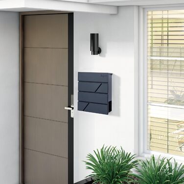 Поштова скринька Zelsius з газетницею, антрацит RAL 7016, з плавним закриттям | Настінна або стійкова установка