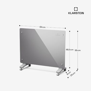 Конвектор Klarstein Bansin Crystal Smart: 1500 Вт, настінний/підлоговий, LED-дисплей, керування через додаток, енергоефективний, захист від перегріву та замерзання, блокування від дітей, для вітальні
