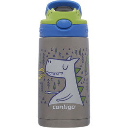 Contigo Kinder Easy Clean Autospout Water Bottle with Straw, BPA-Free Durable Water Bottle, 100% Leak-Proof, Easy to Clean, Ideal for Daycare, Kindergarten, School, and Sports, 420 ml (Matcha Dragon, Stainless Steel)