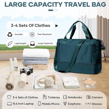 Спортивна сумка для жінок Easyjet 45x36x20, водонепроникна дорожня сумка-дуфл, фітнес-сумка з відділенням для взуття, L2-Зелений, A04-Армійський зелений