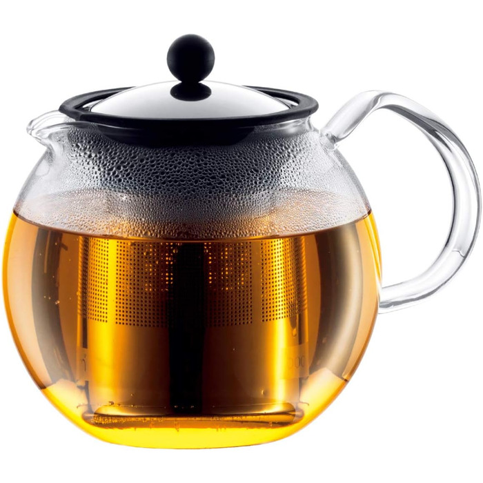 Заварник для чаю Bodum Assam 1 л, скляний, з нержавіючим фільтром, French Press