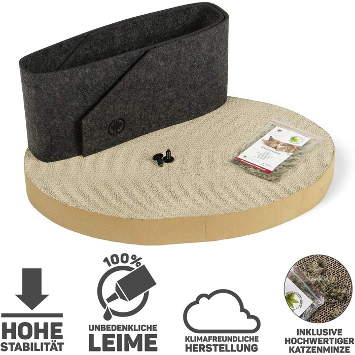 Кігтеточка для котів Owen XL – діаметр 50 см, сірий, філц, з картонною основою